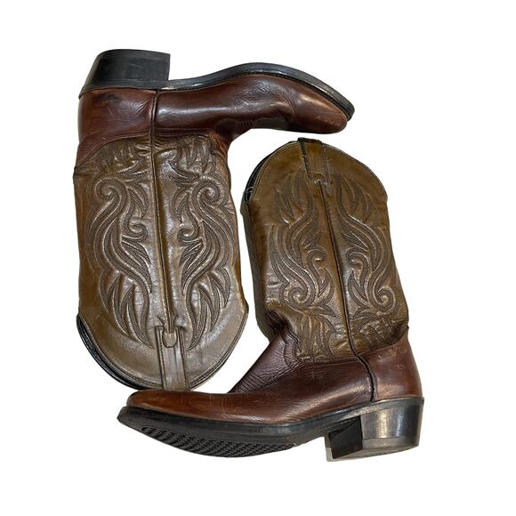 Avonite Western Boots Men 8 Women 9.5 Brown Hypalon  Oiled Leather Cowboy Rodeo - Picture 2 of 9